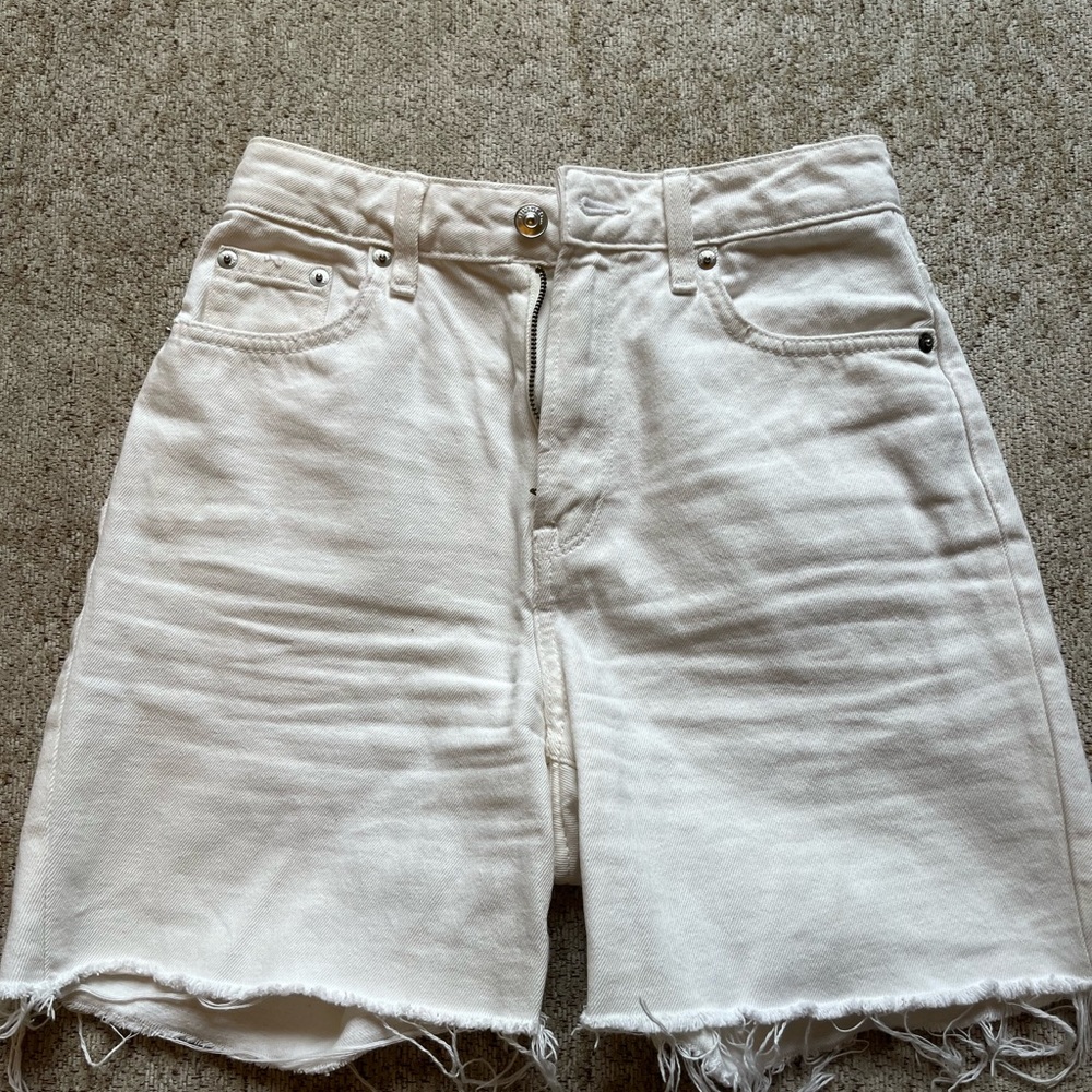 White longer shorts